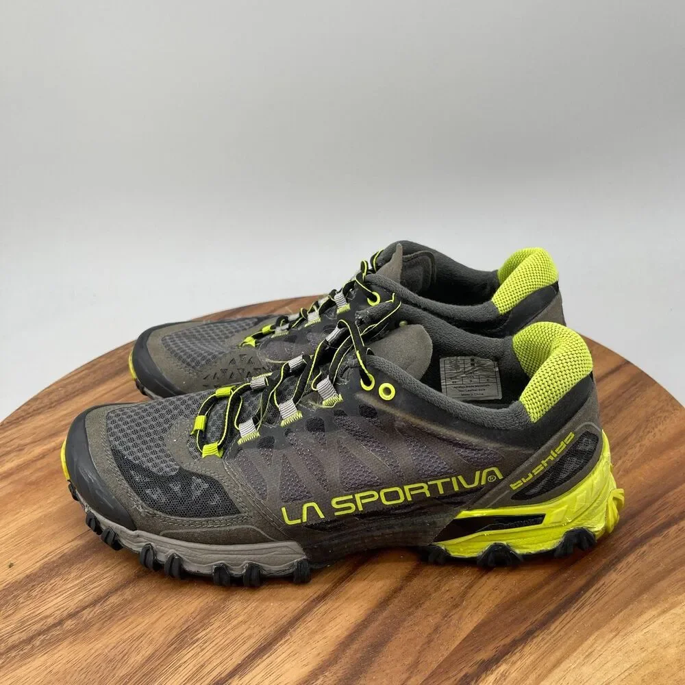 La Sportiva Bushido Shoes Mens Size 9 Gray Yellow Trail Running Comfort Hiking